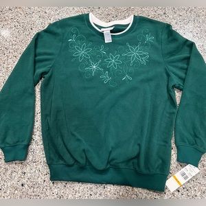 Alfred Dunner Fleece shirt / sweatshirt small emerald green